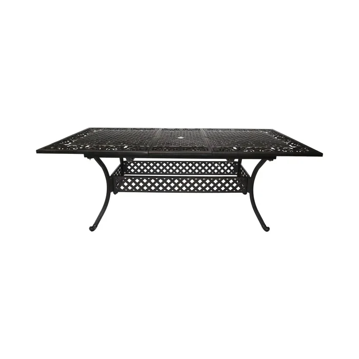Outdoor Extendable Aluminum Dining Table With Pattern Table Top And Curved Legs – Copper