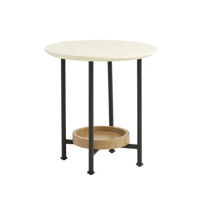 Oval End Table With Metal Legs – White / Natural