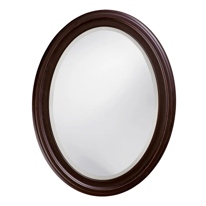Oval Oil Rubbed Bronze Mirror with Wooden Grooves Frame By Homeroots