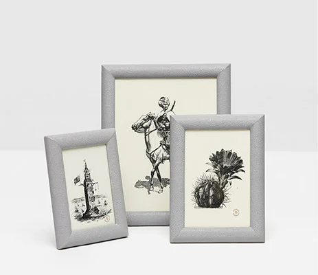 Oxford Ash Gray Realistic Faux Shagreen Picture Frames