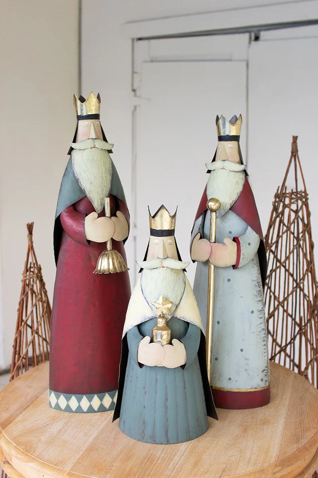 Painted Metal Kings Set Of 3 By Kalalou – Multi