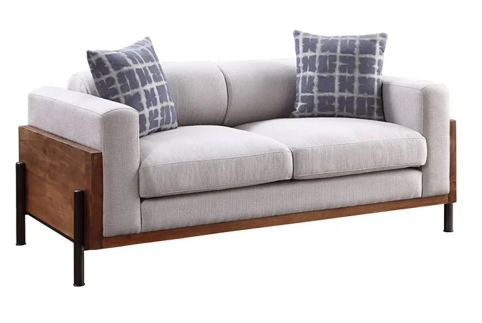 Pelton – Loveseat With 2 Toss Pillows – Walnut