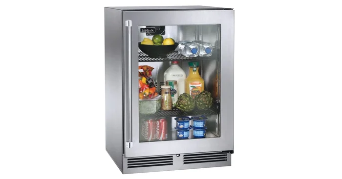 Perlick 24 Inch Wide 5.2 Cu. Ft. Energy Star Rated Outdoor Compact Refrigerator with Left Hinge and Door Lock
