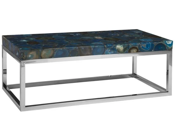 Phillips Collection Agate Coffee Table, Stainless Steel Base
