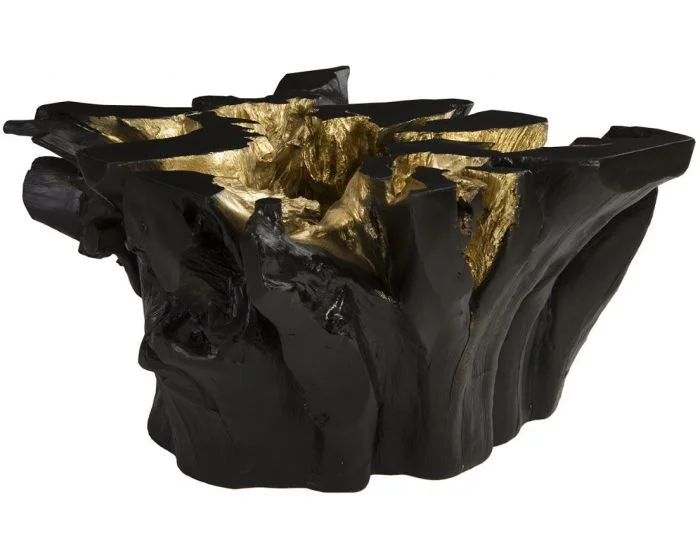 Phillips Collection Agnes Root Coffee Table in Black, Gold Leaf
