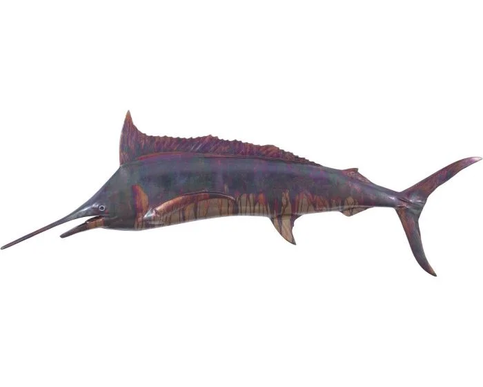 Phillips Collection Blue Marlin Fish Wall Sculpture, Resin, Copper Patina Finish