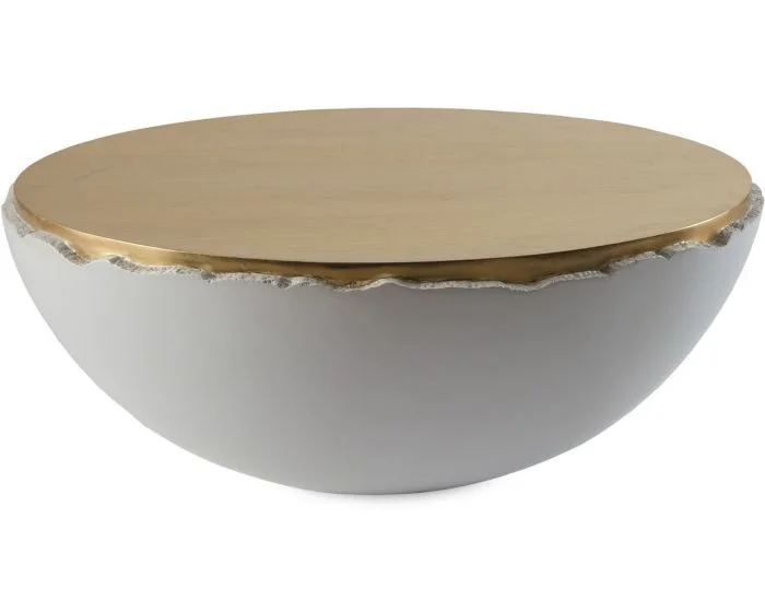 Phillips Collection Broken Egg Coffee Table, White and Gold Leaf