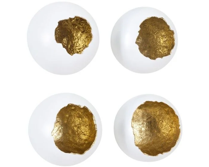 Phillips Collection Broken Egg Wall Art, White and Gold Leaf, Set of 4 (Dropshippable)