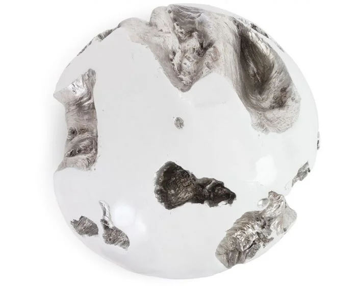 Phillips Collection Cast Root Wall Ball, Silver Leaf, White, Large (Dropshippable)