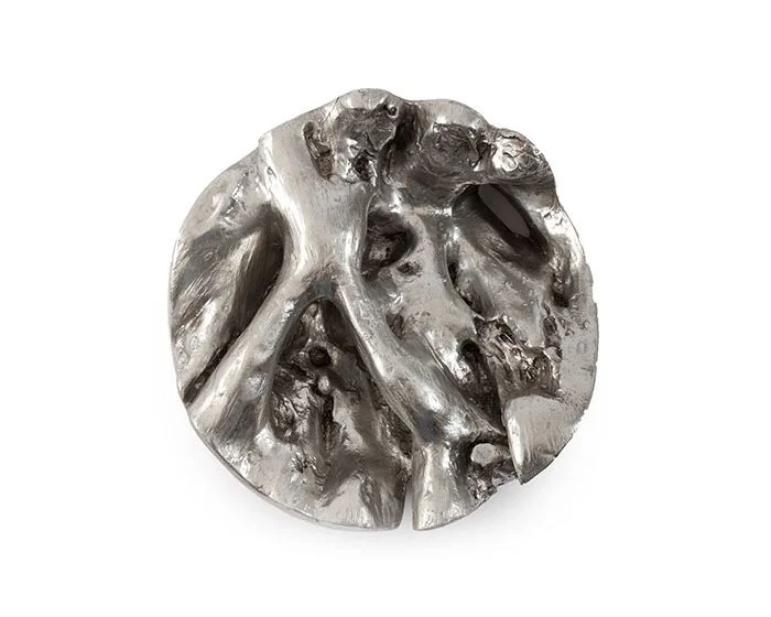 Phillips Collection Cast Root Wall Tile, Resin, Silver Leaf, Round (Dropshippable)