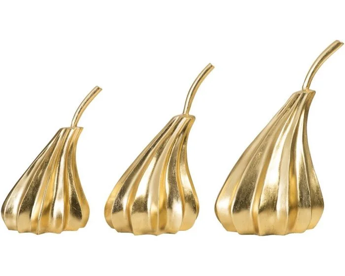 Phillips Collection Hand Dipped Pears Set of 3, Gold Leaf (Dropshippable)