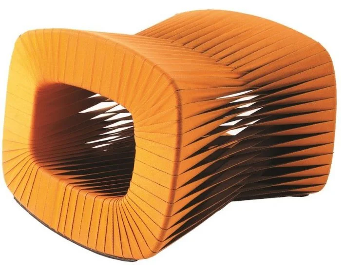 Phillips Collection Seat Belt Ottoman, Orange (Dropshippable)