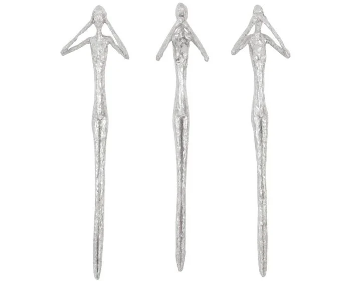 Phillips Collection See,Hear,Speak no Evil Set of 3 Silver Leaf, Silver Leaf, Set Of 3 (Dropshippable)