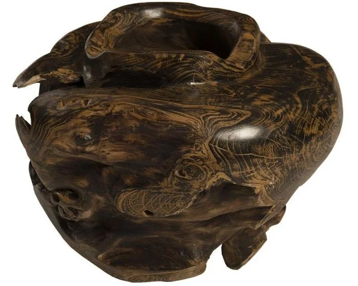 Phillips Collection Teak Planter, Black, Brown (Dropshippable)