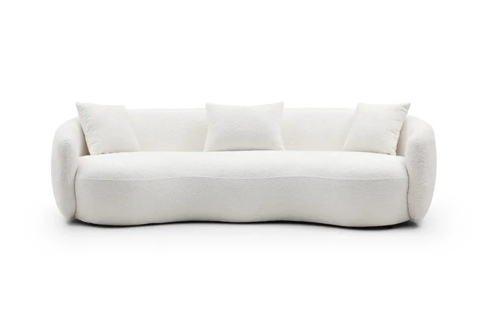 Plume Modern Curved Boucle Sofa
