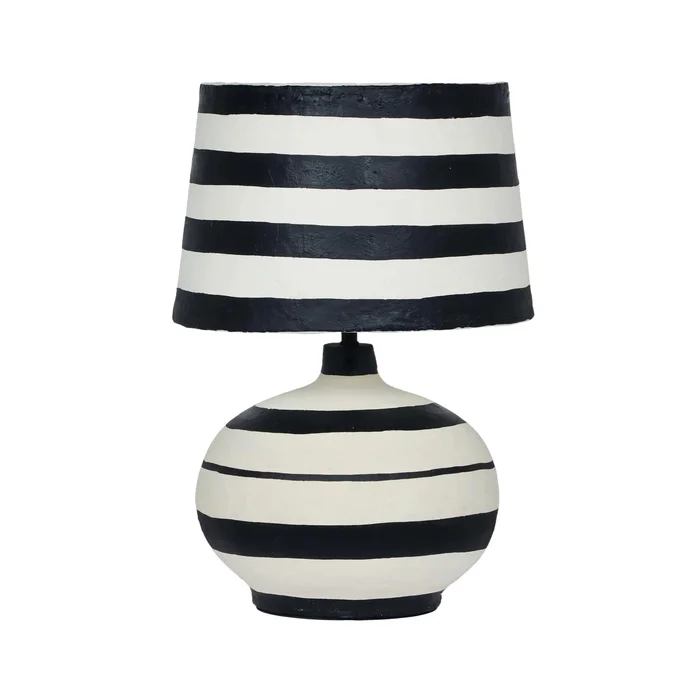 Positano – Striped Papier Mache Table Lamp