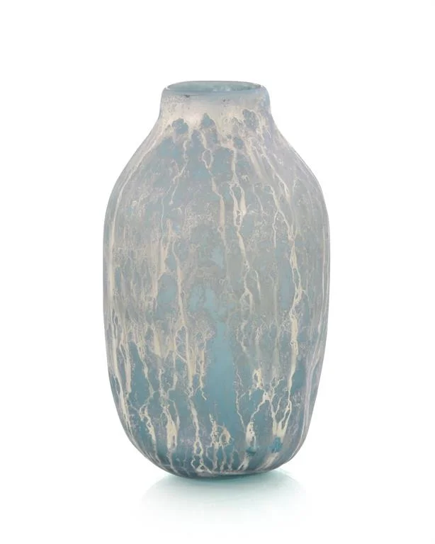 Powder Blue Vase with Silver Overlay