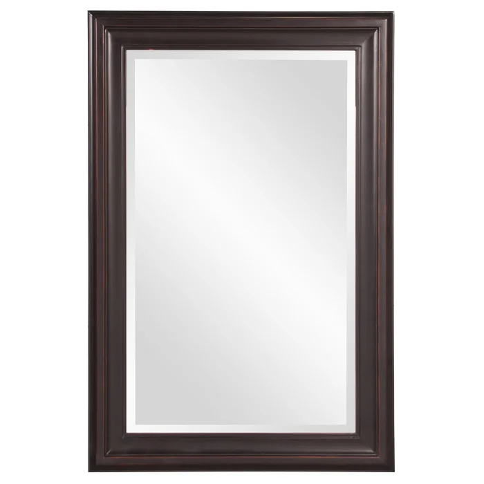 Rectangle Oil Rubbed Bronze Finish Mirror with Wooden Bronze Frame By