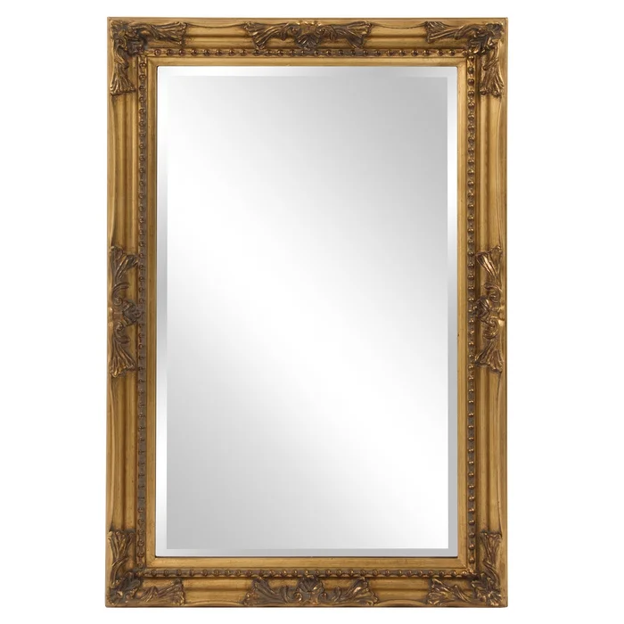 Rectangular Antiqued Gold Wood Frame Mirror By Homeroots