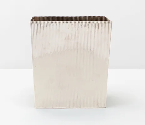 Redon Shiny Nickel Wastebasket Rectangular: 10″L x 8″W x 11″H