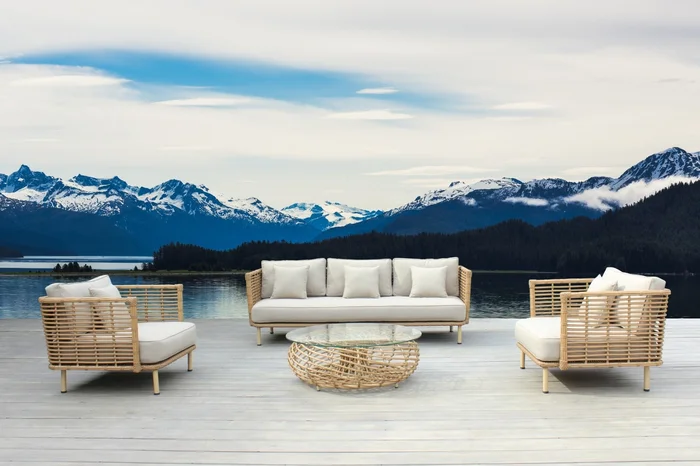 Renava Bombay – Beige and Wicker Outdoor Sofa Set