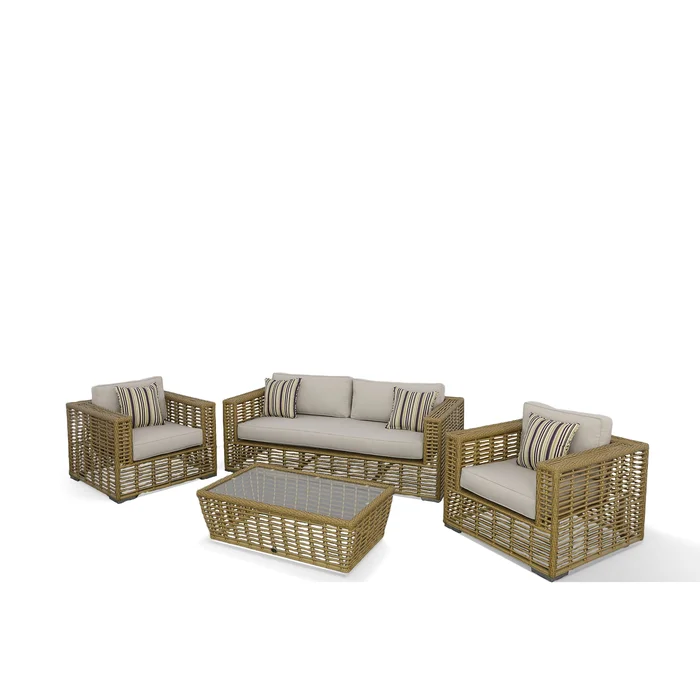 Renava Ko Tao – Outdoor Beige + Wicker Sofa