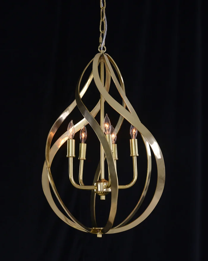 Ribbons of Brass Swirls Five-Light Pendant