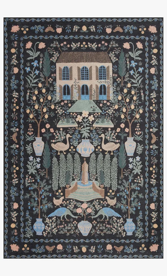 Rifle Paper Co. x Loloi Menagerie MEN-03 Black