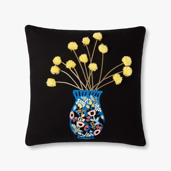 Rifle Paper Co. x Loloi Pillows P6061 Black / Multi