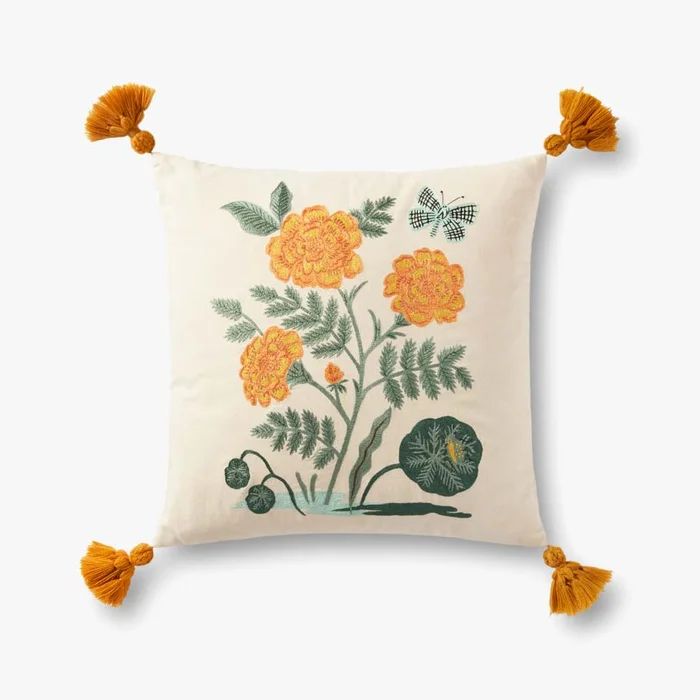 Rifle Paper Co. x Loloi Pillows P6066 Natural / Orange