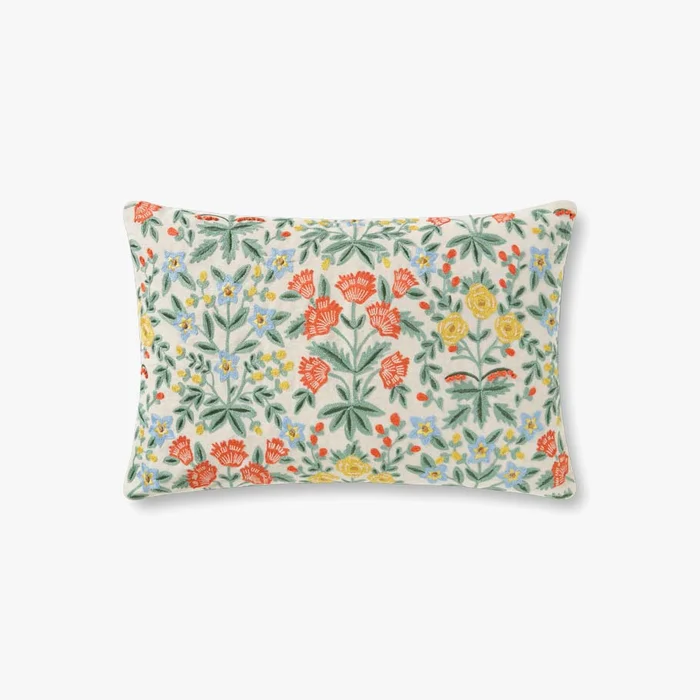 Rifle Paper Co. x Loloi Pillows PRP0027 Mughal Rose Linen