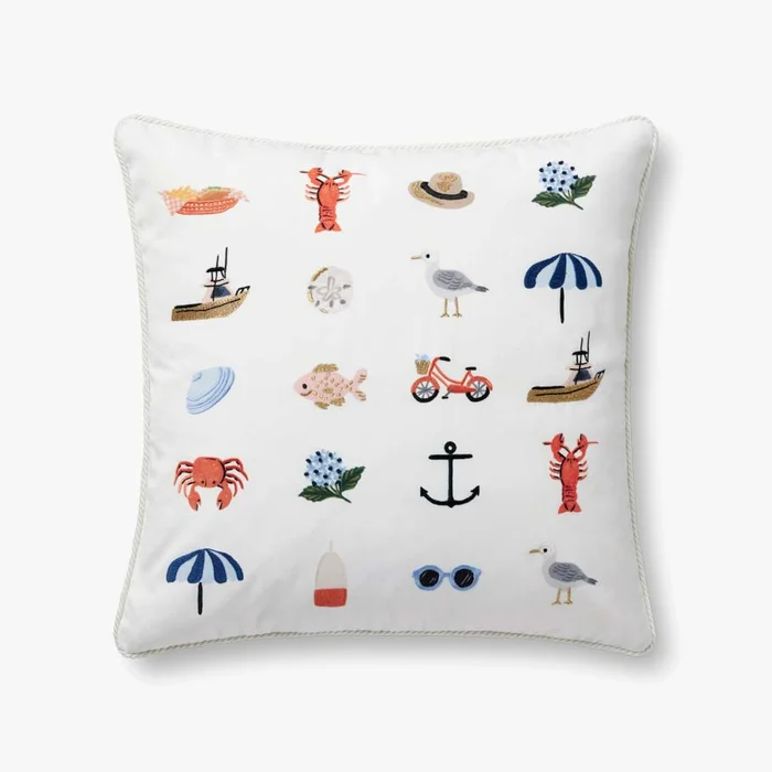 Rifle Paper Co. x Loloi Pillows PRP0054 White / Multi