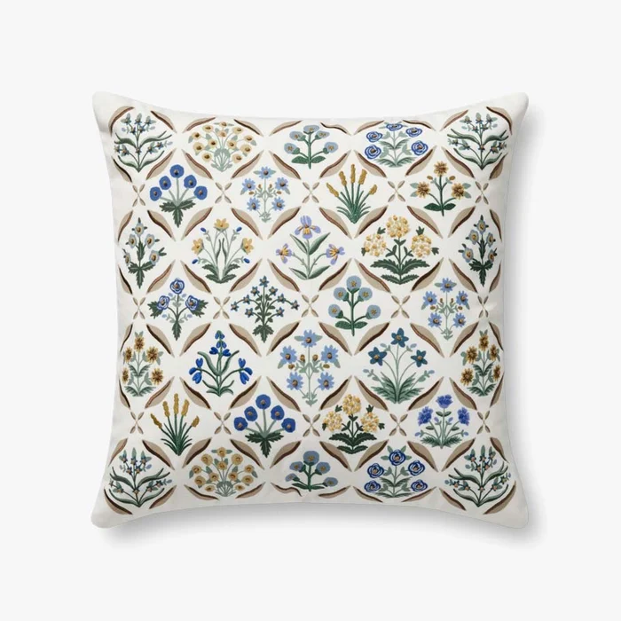 Rifle Paper Co. x Loloi Pillows PRP0055 White / Multi