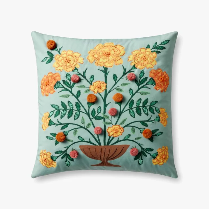 Rifle Paper Co. x Loloi Pillows PRP0060 Lt. Green