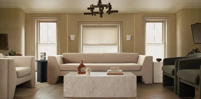 Rift Camel Performance Velvet Sofa