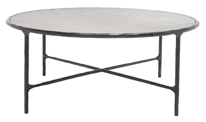 Safavieh – Couture – Jessa Round Metal Coffee Table – Black – White – SFV9501D