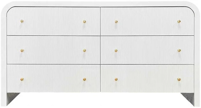 Safavieh – Couture – Liabella 6 Drw Curved Dresser – White – Gold – SFV2144A