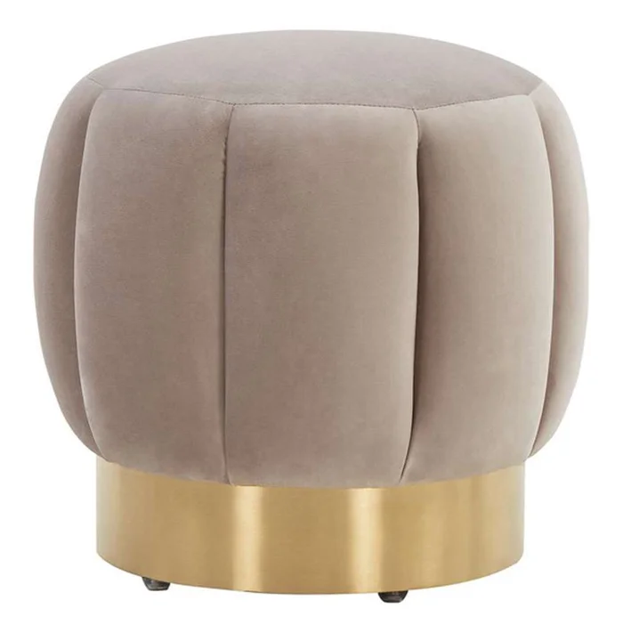 Safavieh – Couture – Maxine Channel Tufted Ottoman – Pale Taupe – Gold – SFV4707G