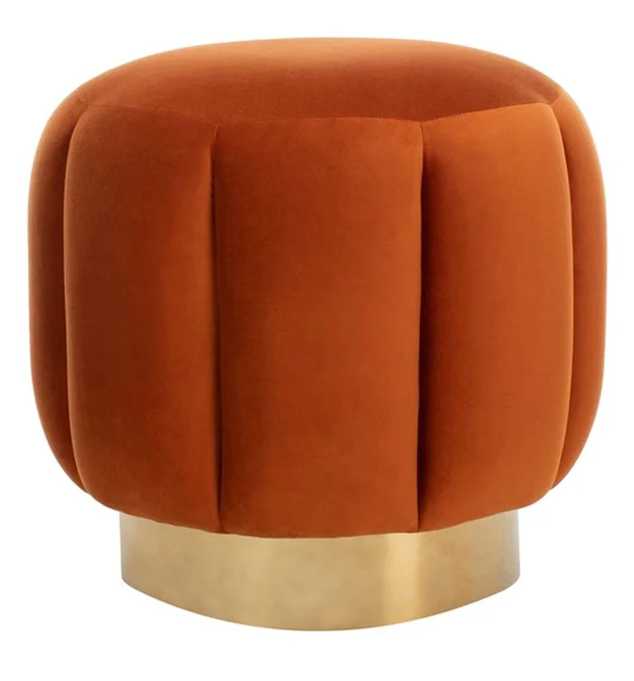 Safavieh – Couture – Maxine Channel Tufted Ottoman – Sienna – Gold – SFV4707E