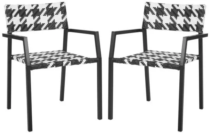 Safavieh – Halden Stackable Chair – White – Black (Set of 2) – PAT4001A-SET2