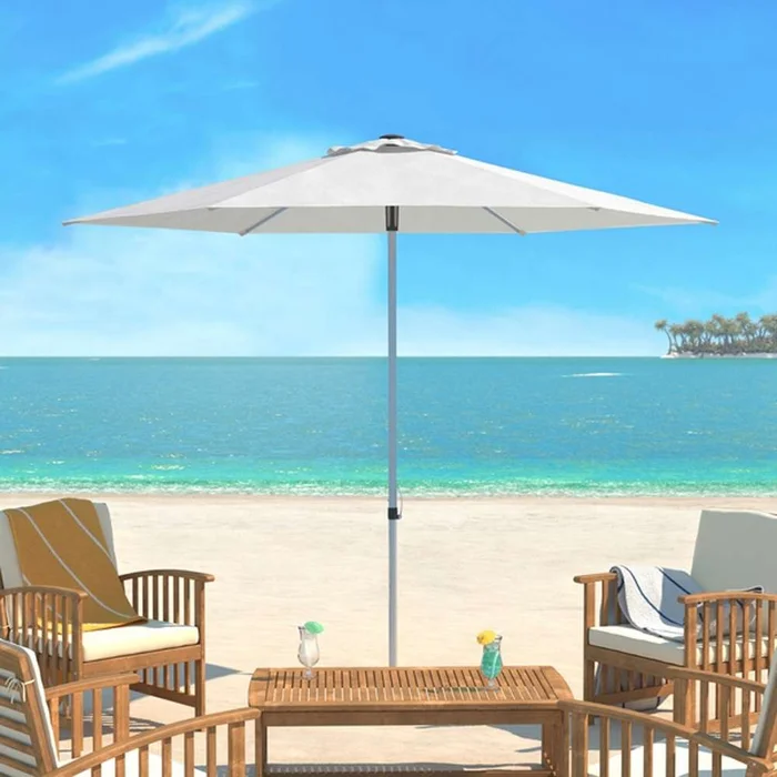 Safavieh – Hurst 9 Ft Push Up Umbrella – Natural – PAT8002B