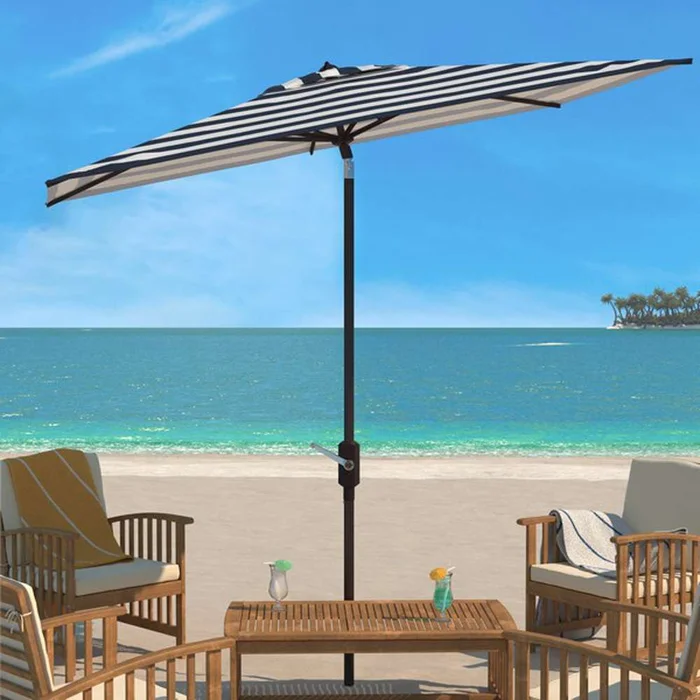 Safavieh – Iris 6.5X10 Rect Umbrella – Navy – White – PAT8304B
