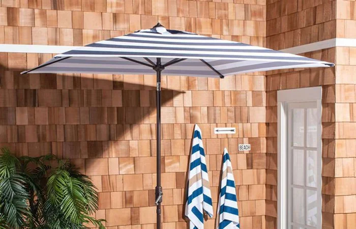 Safavieh – Iris 7.5 Square Umbrella – Navy – White – PAT8404B