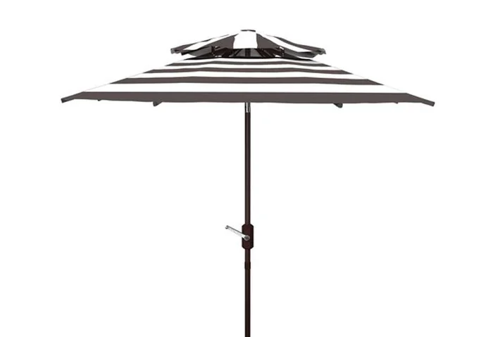 Safavieh – Iris Fashn 9Ft Dbltop Umbrella – Grey – White – PAT8204D