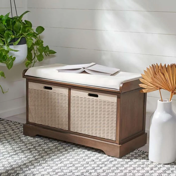 Safavieh – Landers 2Drw Cushion Bench – Brown – BCH5702C