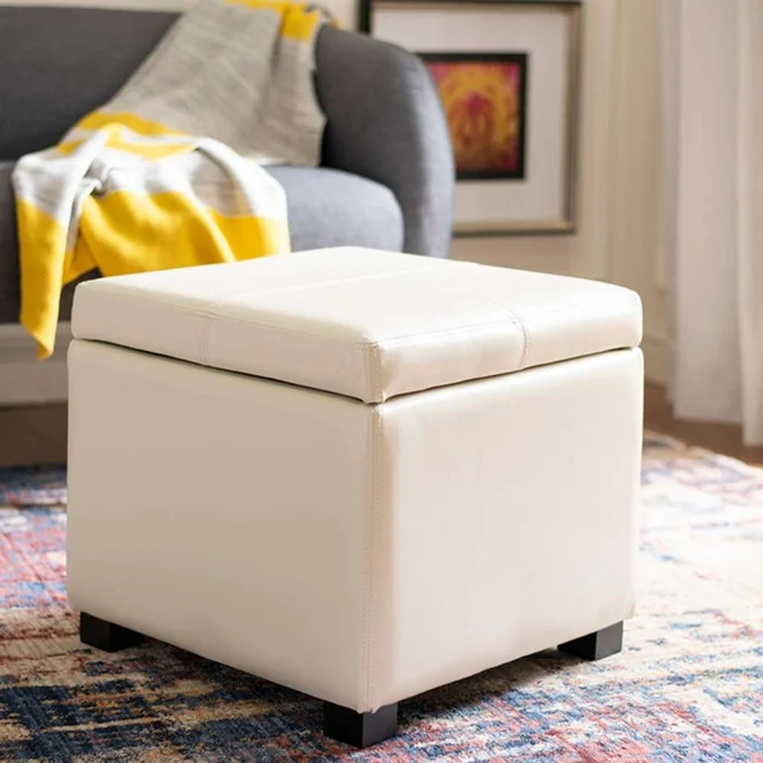 Safavieh – Madison Sq Ottoman – Flat Cream – HUD8228K