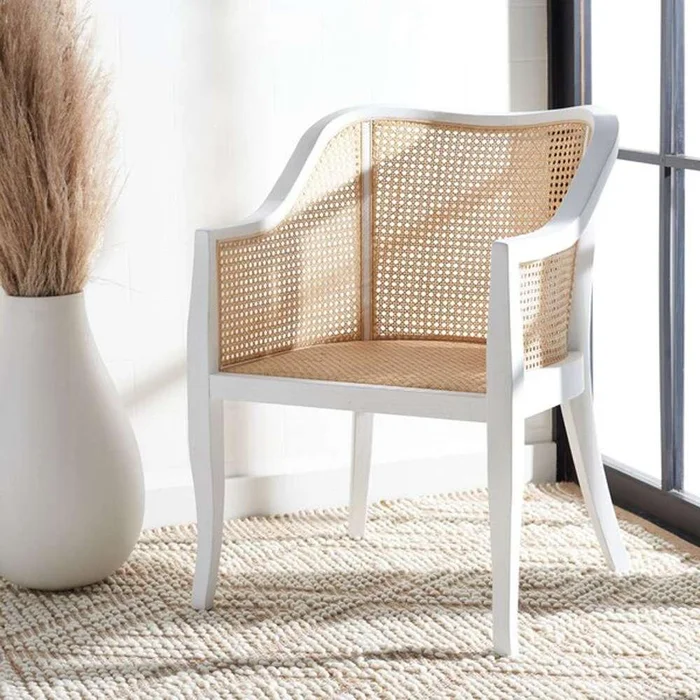 Safavieh – Maika Cane Dining Chair – White – Natural – DCH9500B