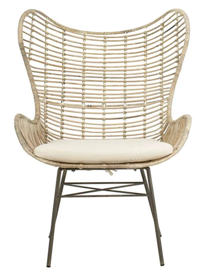 Safavieh – Malia Rattan Wingback Armchair – White – Grey White Wash – ACH6500A