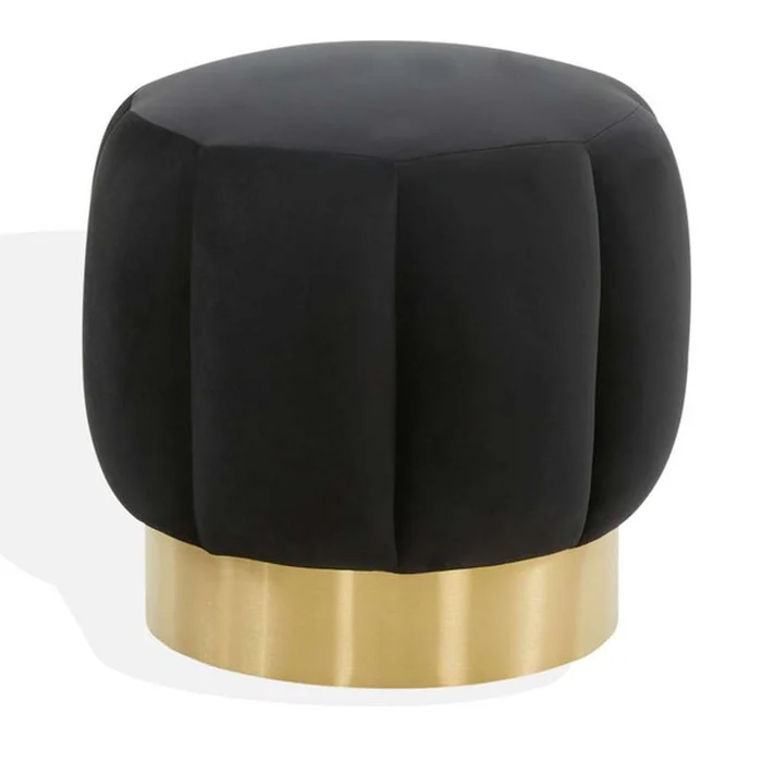 Safavieh – Maxine Channel Tufted Ottoman – Black – Gold – SFV4707P
