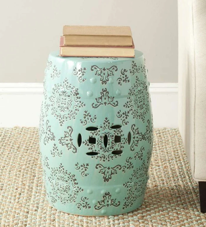 Safavieh – Medallion Garden Stool – Robins Egg Blue – ACS4512A